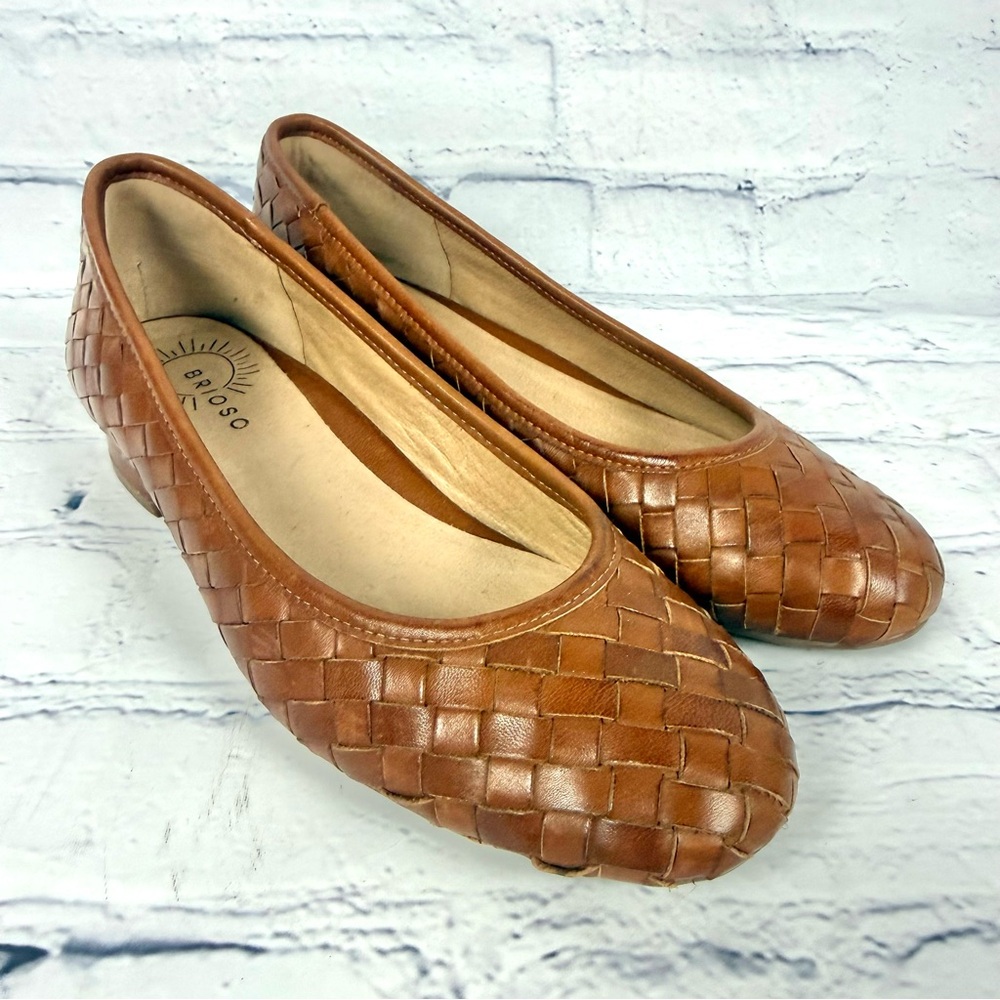 Brioso Mera Woven Leather Block Pumps intrecciato 6 Cinnamon Brown $140